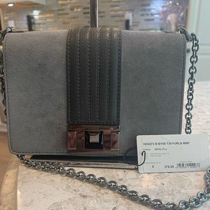 NWT Furla Mimi Mini Suede And Leather Crossbody Bag - Asfalto G
